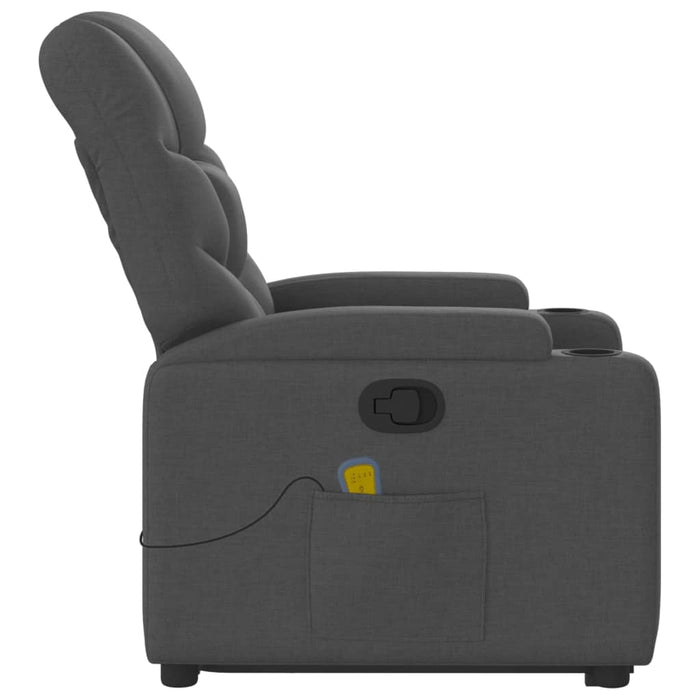 Poltrona Alzapersona Massaggi Reclinabile Grigio Scuro Tessuto 3204609