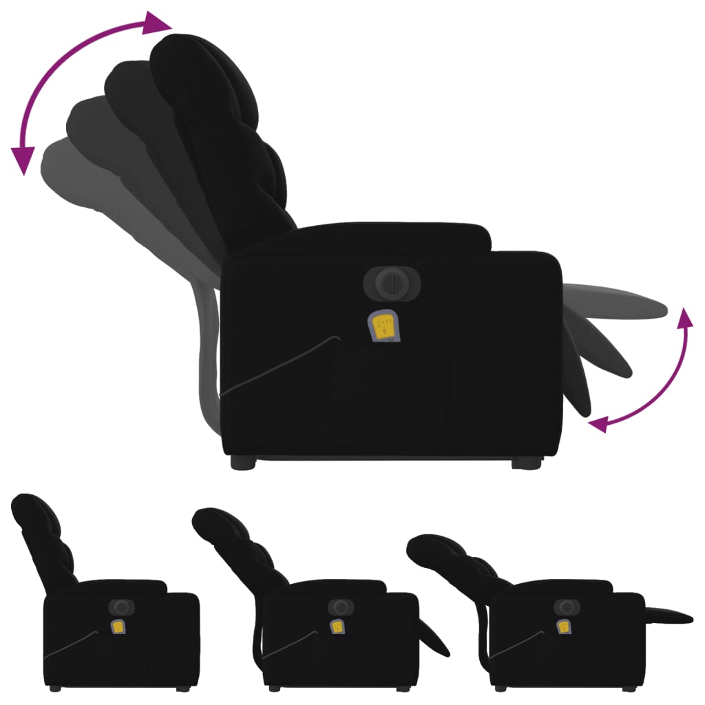 Poltrona Alzapersona Massaggiante Elettrica Nera in Tessuto 3204634