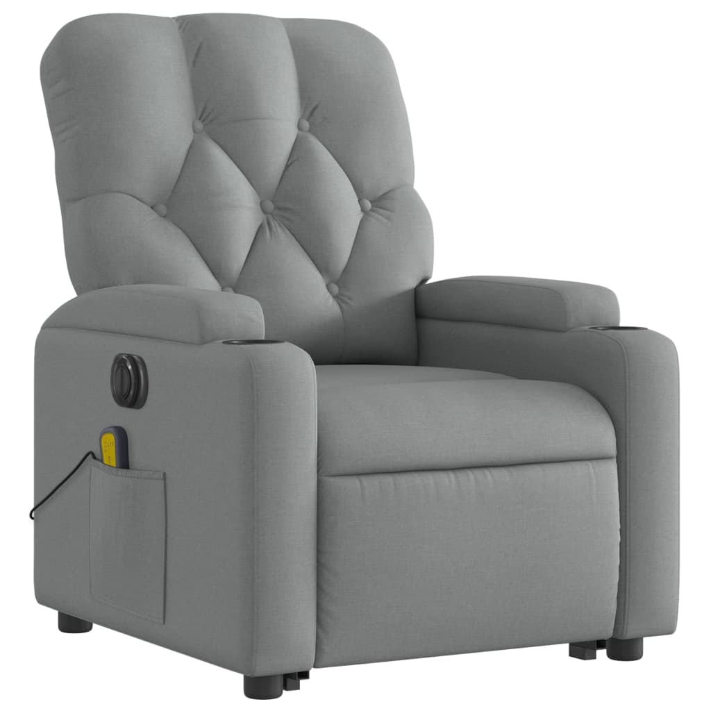 Poltrona Alzapersona Massaggi Elettrica Grigio Chiaro Tessuto 3204746