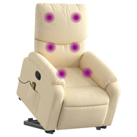 Poltrona Alzapersona Massaggiante Reclinabile Crema in Tessuto 3204845