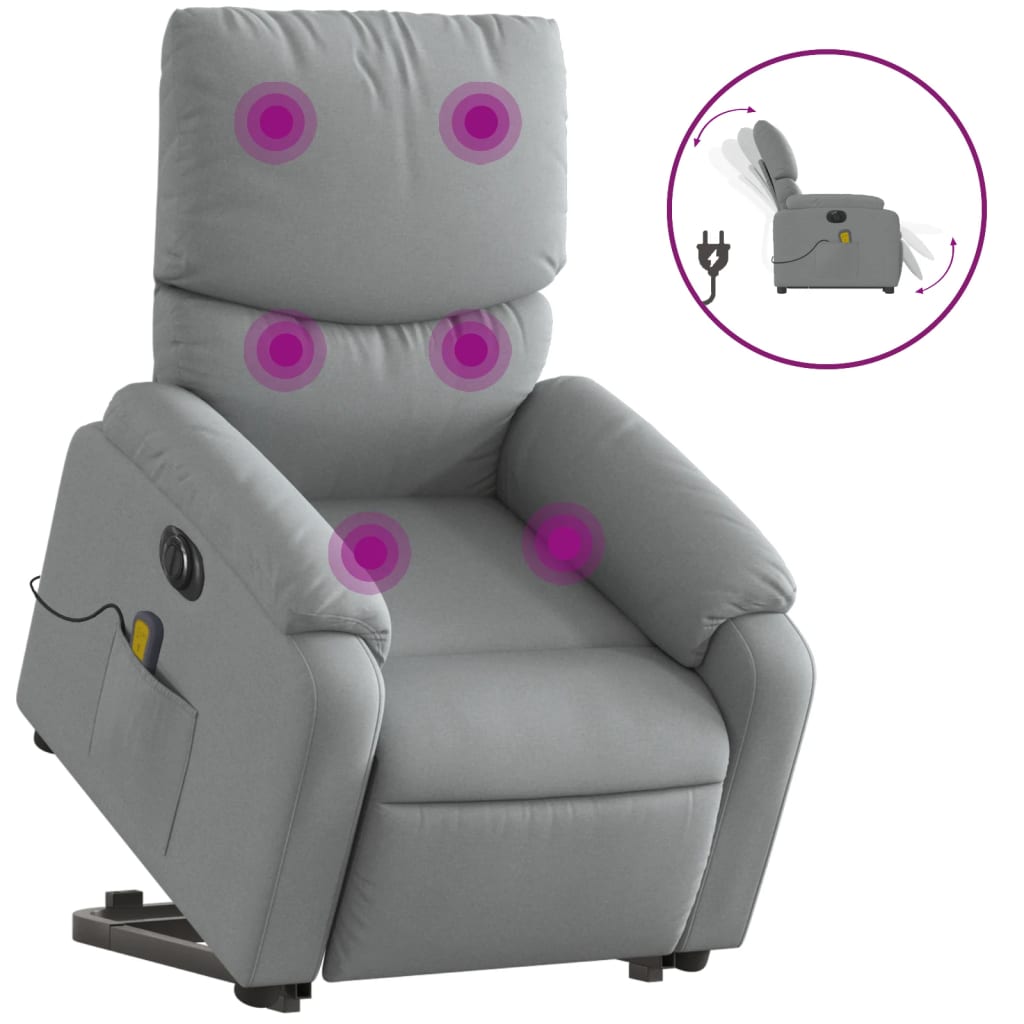 Poltrona Alzapersona Massaggi Elettrica Grigio Chiaro Tessuto 3204860