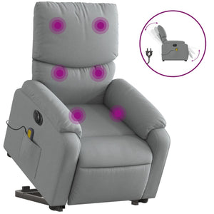 Poltrona Alzapersona Massaggi Elettrica Grigio Chiaro Tessuto 3204860