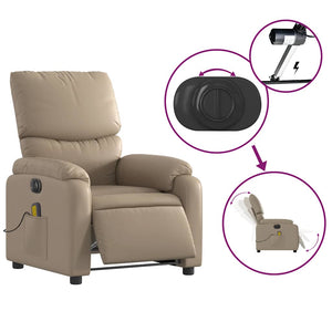 Poltrona Reclinabile Massaggio Elettrica Cappuccino Similpelle 3204885