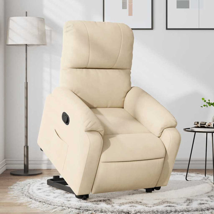 Poltrona Alzapersona Reclinabile Crema in Tessuto Microfibra 3204933