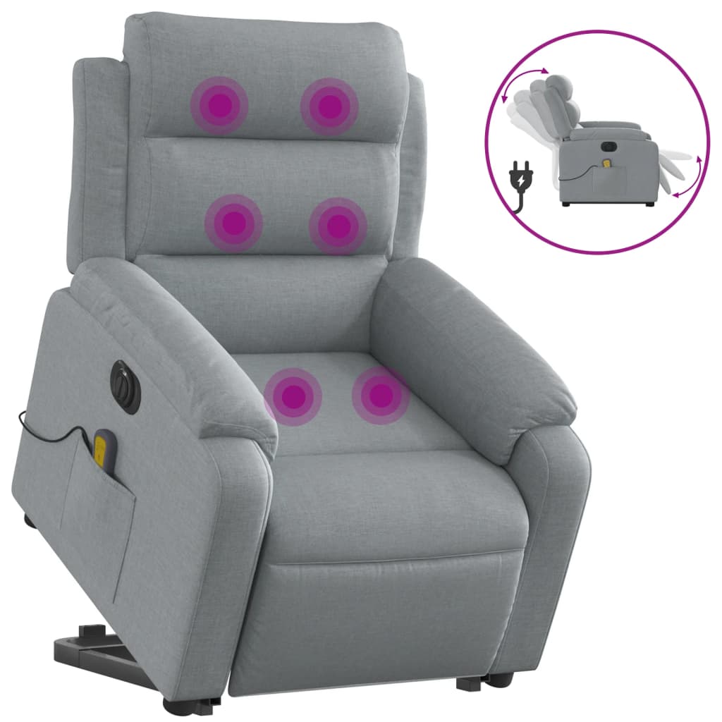 Poltrona Alzapersona Massaggi Elettrica Grigio Chiaro Tessutocod mxl 132831