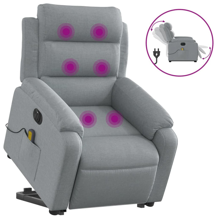 Poltrona Alzapersona Massaggi Elettrica Grigio Chiaro Tessutocod mxl 132831