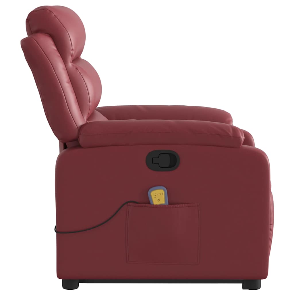 Poltrona Alzapersone Massaggi Reclinabile Rosso Vino Similpelle 3205053
