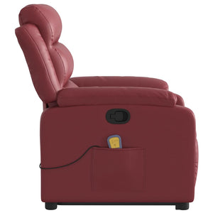 Poltrona Alzapersone Massaggi Reclinabile Rosso Vino Similpelle 3205053