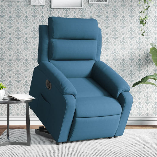 Poltrona Alzapersona Reclinabile Elettrica Blu in Velluto 3205124