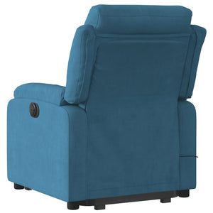 Poltrona Alzapersona Massaggi Elettrica Reclinabile Blu Velluto 3205135