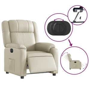 Poltrona Reclinabile Elettrica Crema in Similpelle 3205137