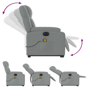 Poltrona Alzapersona Massaggi Elettrica Grigio Chiaro Tessuto 3205238