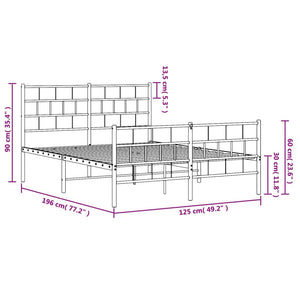 Giroletto con Testiera e Pediera Metallo Bianco 120x190 cm 355723