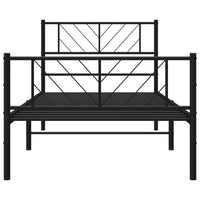 Giroletto con Testiera e Pediera Metallo Nero 90x200 cm 372190