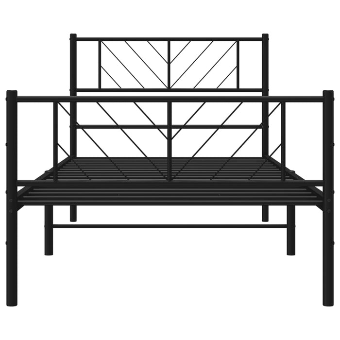 Giroletto con Testiera e Pediera Metallo Nero 90x200 cm 372190