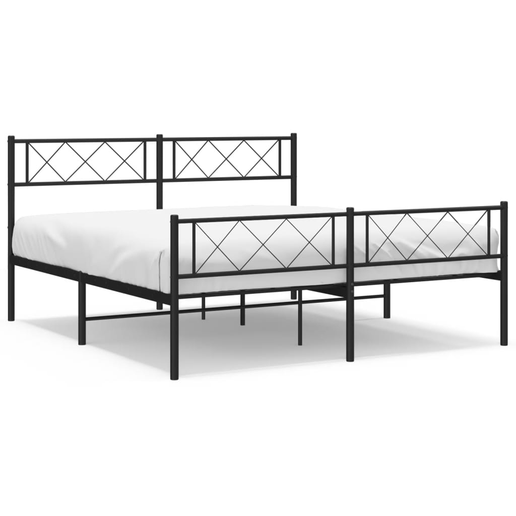 Giroletto con Testiera e Pediera-Struttura Letto Metallo Nero 120x200 cm 848888