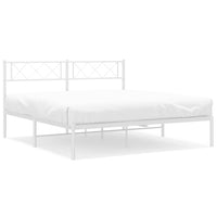 Giroletto con Testiera-Struttura Letto con testiera Metallo Bianco 140x190 cm 215608