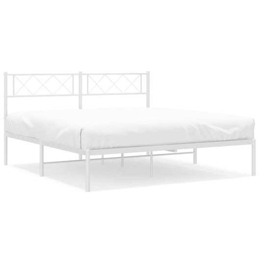 Giroletto con Testiera-Struttura Letto con testiera Metallo Bianco 140x190 cm 215608