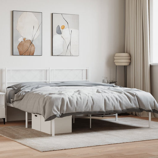 Giroletto con Testiera Metallo Bianco 140x200 cm 372327