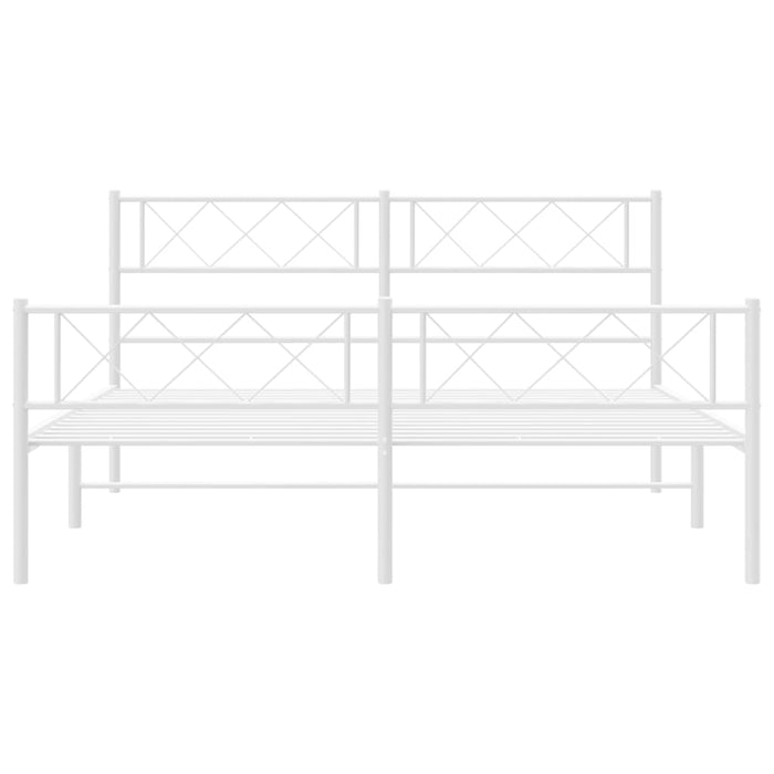 Giroletto con Testiera e Pediera Metallo Bianco 140x200 cm 372345