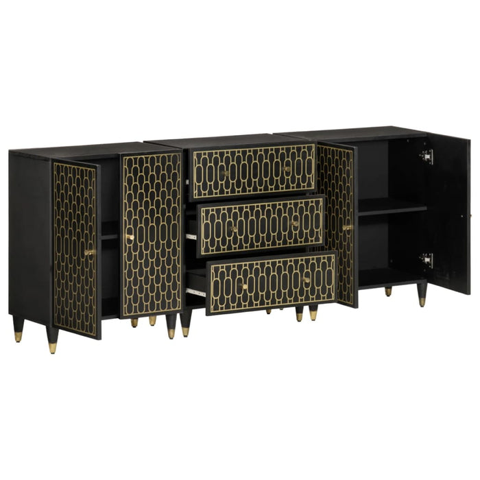 vidaXL Credenze 3 pz 60x33x75 cm in Legno Massello di Mango