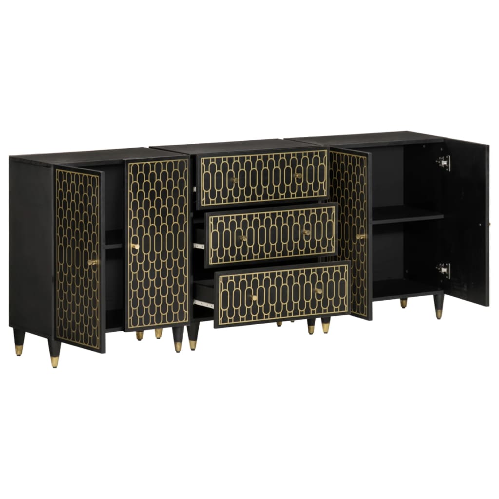 vidaXL Credenze 3 pz 60x33x75 cm in Legno Massello di Mango