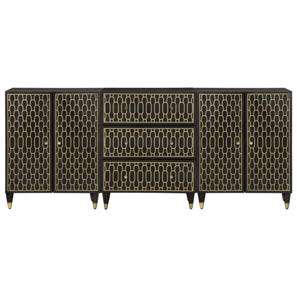 vidaXL Credenze 3 pz 60x33x75 cm in Legno Massello di Mango
