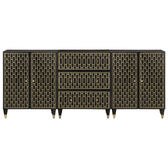 vidaXL Credenze 3 pz 60x33x75 cm in Legno Massello di Mango