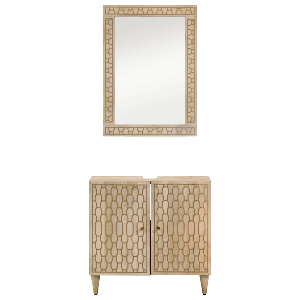 Set Mobili da Bagno 2pz in Legno Massello di Mango 3206317