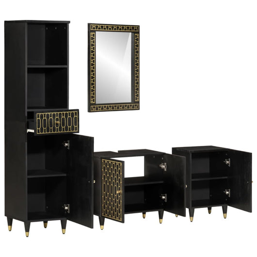 vidaXL Set Mobili da Bagno 4 pz in Legno Massello di Mango