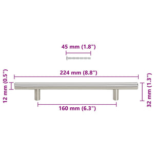 Maniglie per Mobili 10pz Argento 160mm in Acciaio Inox 155351