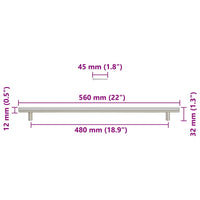 Maniglie per Mobili 5pz Argento 480mm in Acciaio Inox 155355