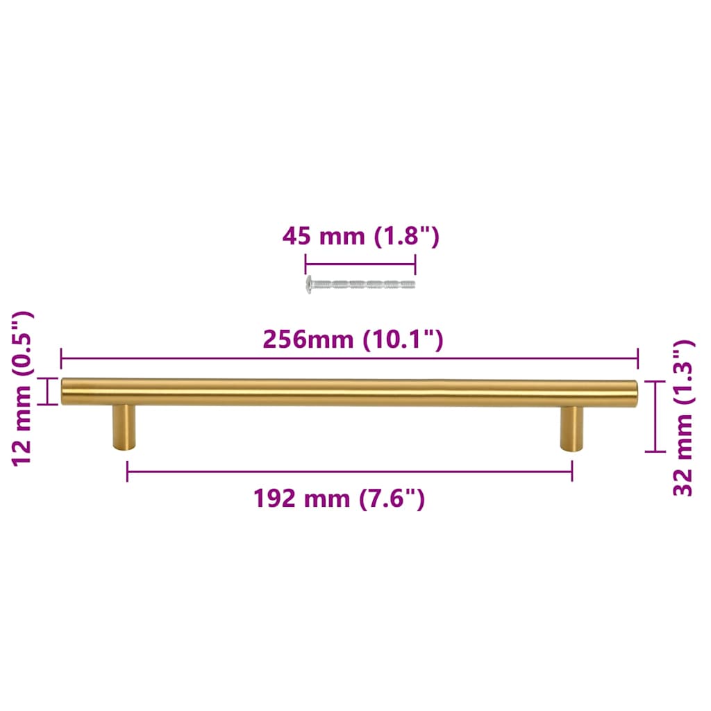 Maniglie per Mobili 5pz Oro 192mm in Acciaio Inox 155360