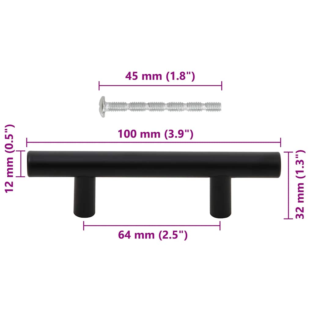 Maniglie per Mobili 10pz Nere 64mm in Acciaio Inox 155364