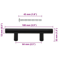 Maniglie per Mobili 10pz Nere 64mm in Acciaio Inox 155364