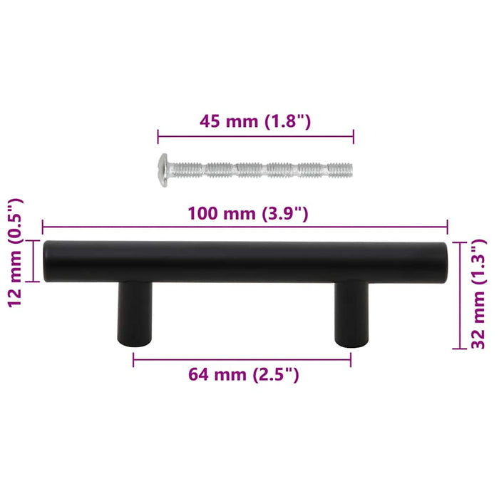 Maniglie per Mobili 10pz Nere 64mm in Acciaio Inox 155364