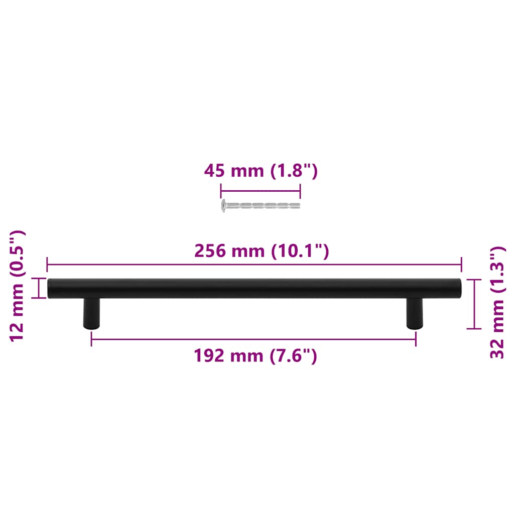 Maniglie per Mobili 5pz Nere 192mm in Acciaio Inox 155368