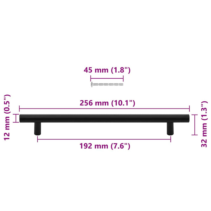Maniglie per Mobili 5pz Nere 192mm in Acciaio Inox 155368