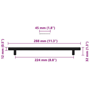 Maniglie per Mobili 5pz Nere 224mm in Acciaio Inox 155369