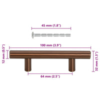 Maniglie per Mobili 10pz Bronzo 64mm in Acciaio Inox 155372