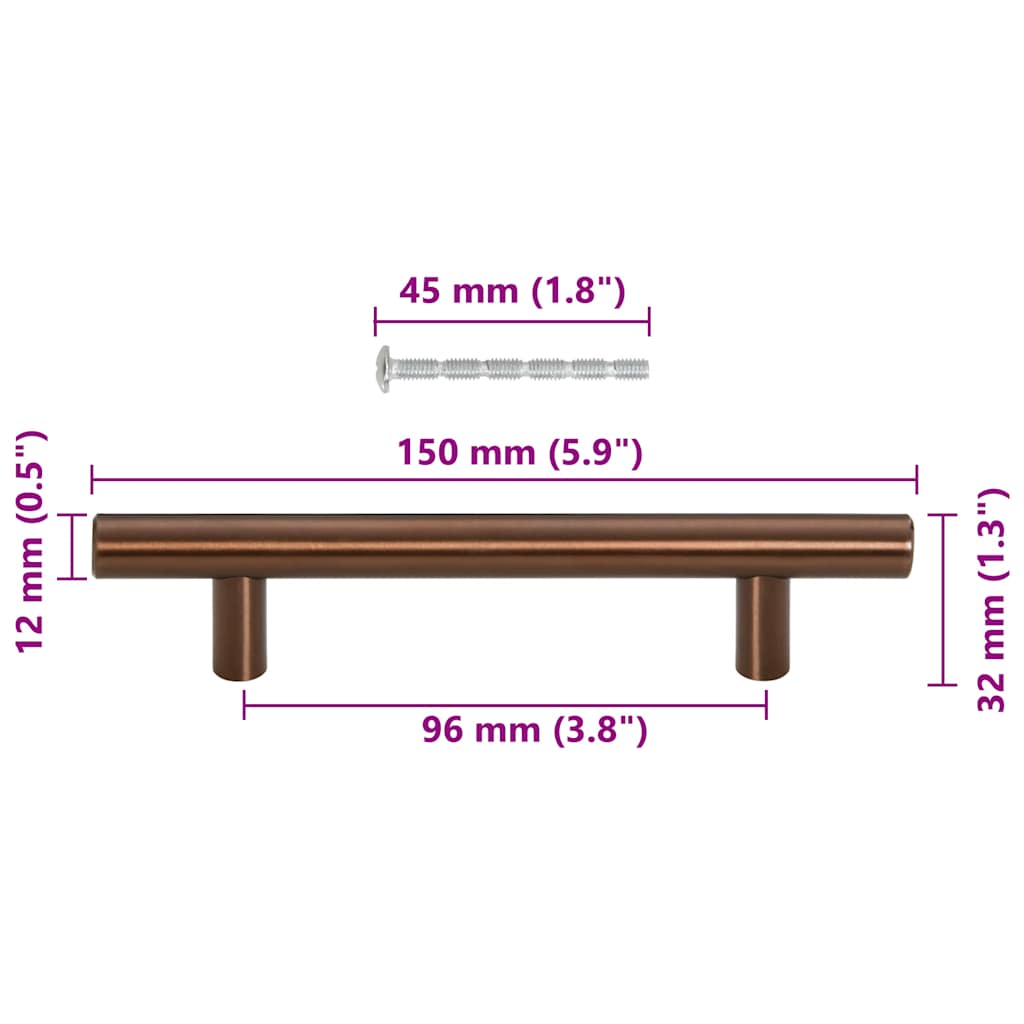 Maniglie per Mobili 10pz Bronzo 96mm in Acciaio Inox 155373