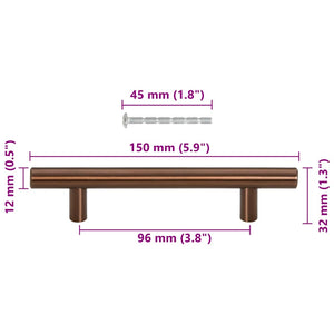 Maniglie per Mobili 10pz Bronzo 96mm in Acciaio Inox 155373