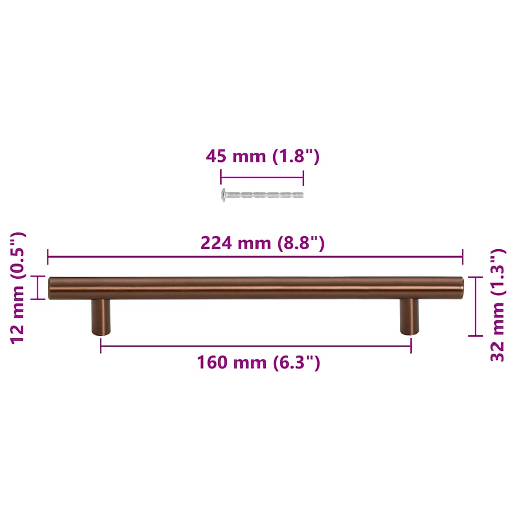 Maniglie per Mobili 10pz Bronzo 160mm in Acciaio Inox 155375