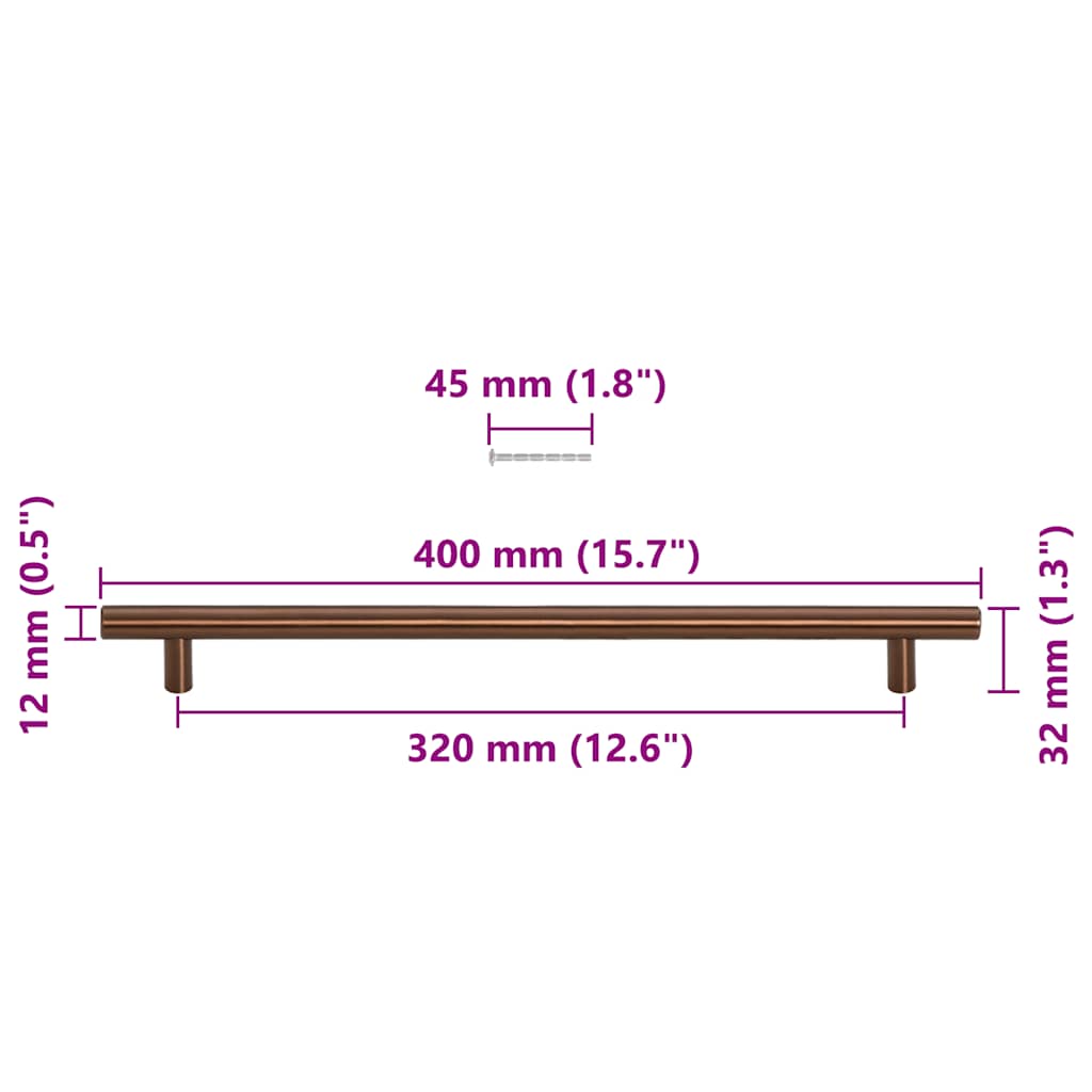 Maniglie per Mobili 5pz Bronzo 320mm in Acciaio Inox 155378