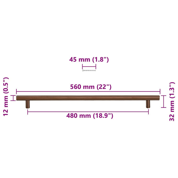 vidaXL Maniglie per Mobili 5pz Bronzo 480mm in Acciaio Inox