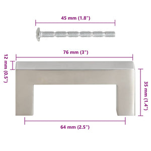 Maniglie per Mobili 10pz Argento 64mm in Acciaio Inox 155380