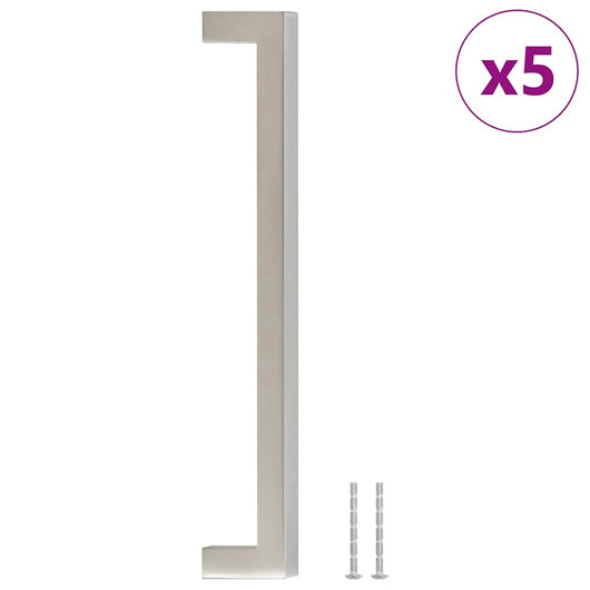 Maniglie per Mobili 5pz Argento 192mm in Acciaio Inox 155384