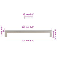 Maniglie per Mobili 5pz Argento 224mm in Acciaio Inox 155385