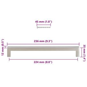 Maniglie per Mobili 5pz Argento 224mm in Acciaio Inox