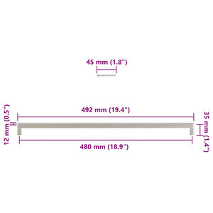 vidaXL Maniglie per Mobili 5pz Argento 480mm in Acciaio Inox